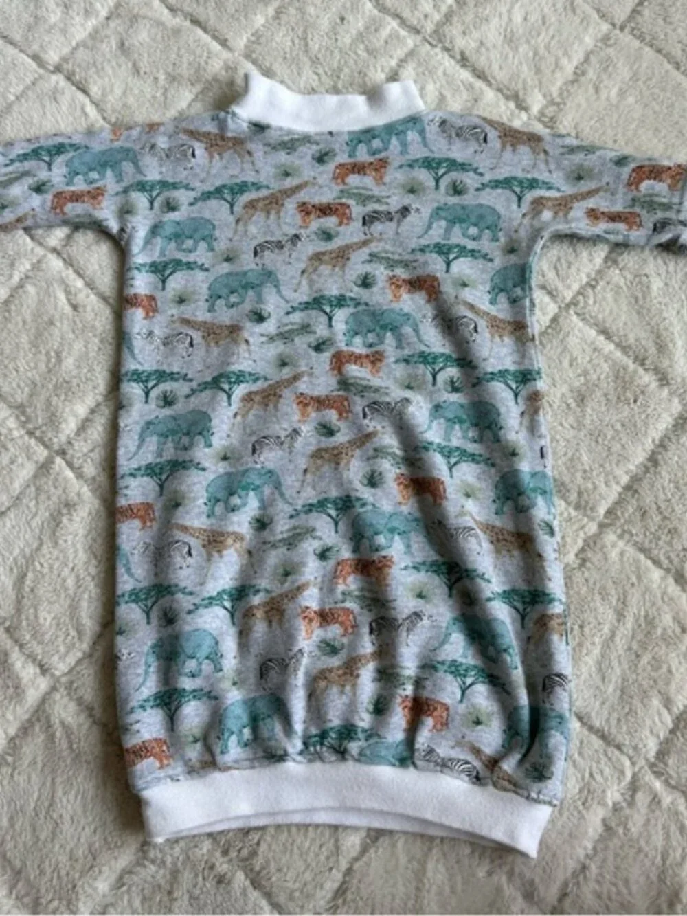 Boutique | Grey & Safari Print Oversized Sweater Dress | Size 12-18 Months